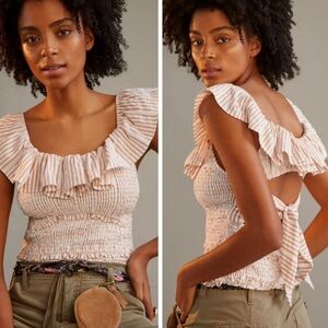 Anthropologie Ruffle Smocked Blouse